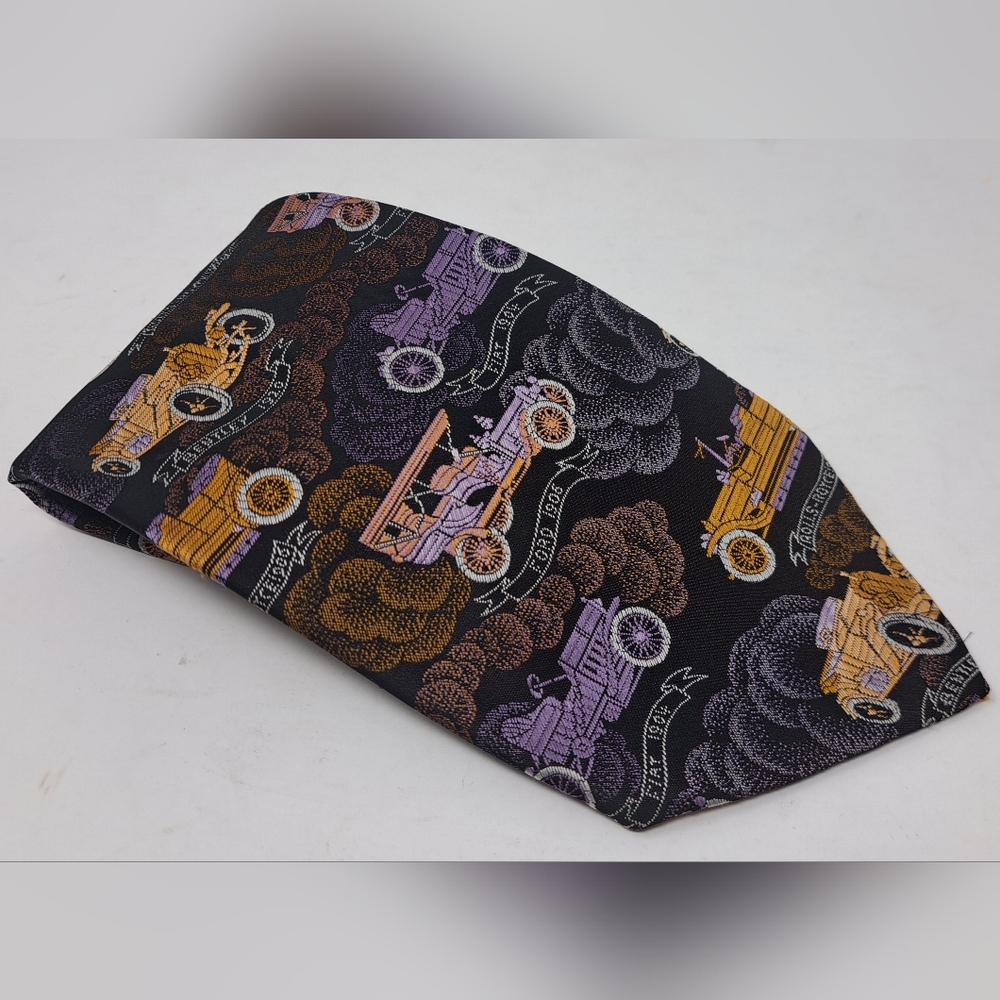 Tootal Neck Tie Vintage Early 20th Century Cars Rolls Royce Bentley Ford 56x4.5